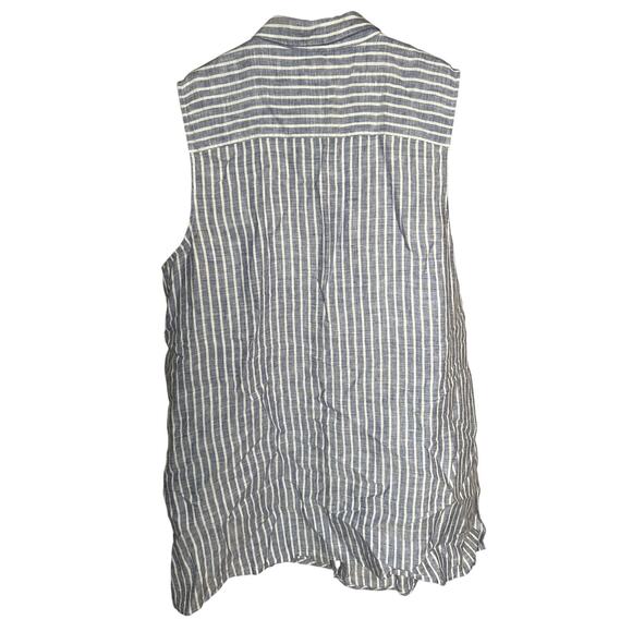 J. Jill Linen Striped Button Down Women Sleeveless Blue White Large - Picture 4 of 7